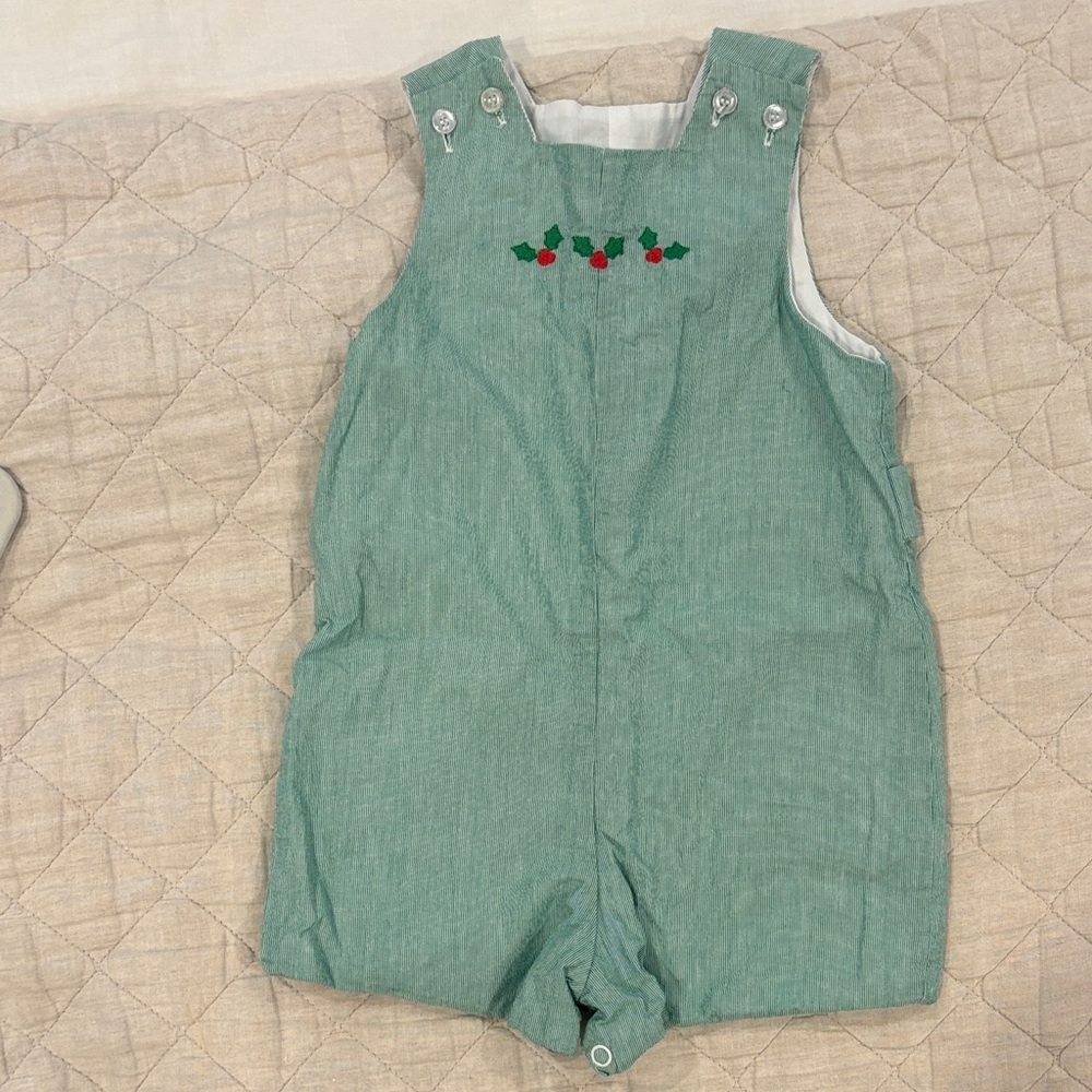 Classic Christmas Holly Embroidered Green Jon Jons